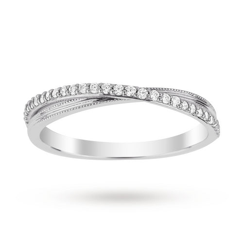 9ct White Gold 0.15 Total Carat Weight Diamond Wedding Band - Ring Size K