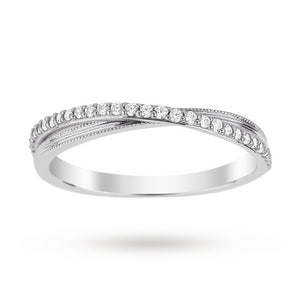 9ct White Gold 0.15 Total Carat Weight Diamond Wedding Band - Ring Size J