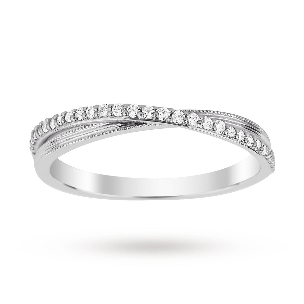 9ct White Gold 0.15 Total Carat Weight Diamond Wedding Band - Ring Size M