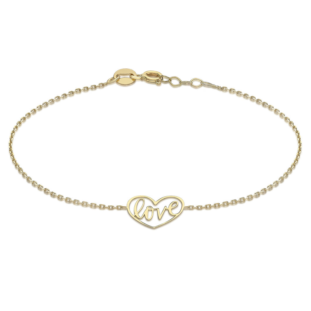 9ct Yellow Gold Love Heart Bracelet