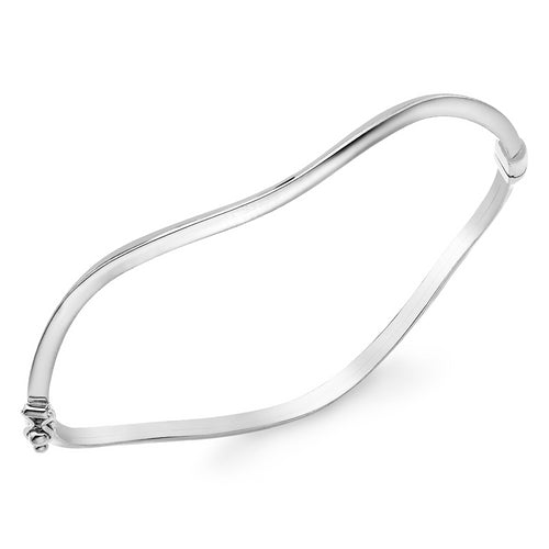 9ct White Gold Wavy Triangle Tube Bangle