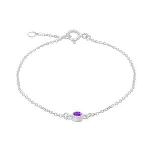 Silver February Purple Cubic Zirconia Bracelet