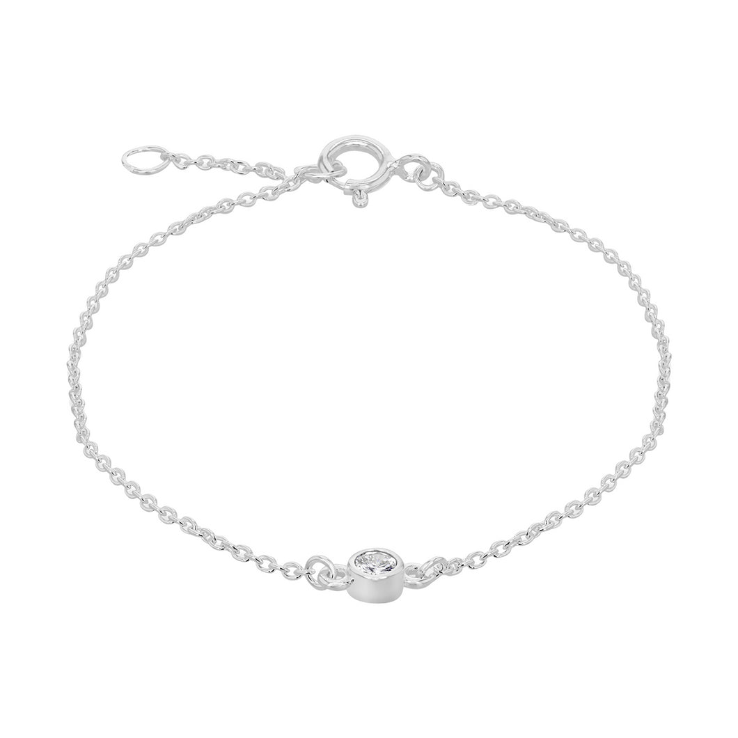 Silver April White Cubic Zirconia Bracelet