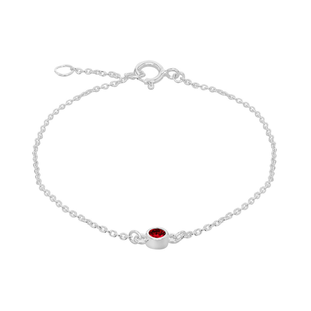 Silver July Ruby Cubic Zirconia Bracelet