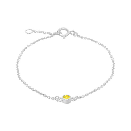 Silver November Yellow Cubic Zirconia Bracelet