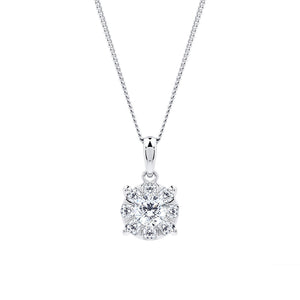 9ct White Gold 0.50 Carat Total Weight Diamond Multi Stone Pendant