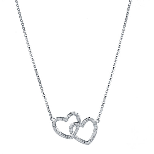 9ct White Gold 0.14 Carat Total Weight Diamond Interlocking hearts pendant