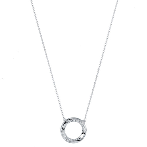 9ct White Gold 0.04 Carat Total Weight Diamond Circle Pendant