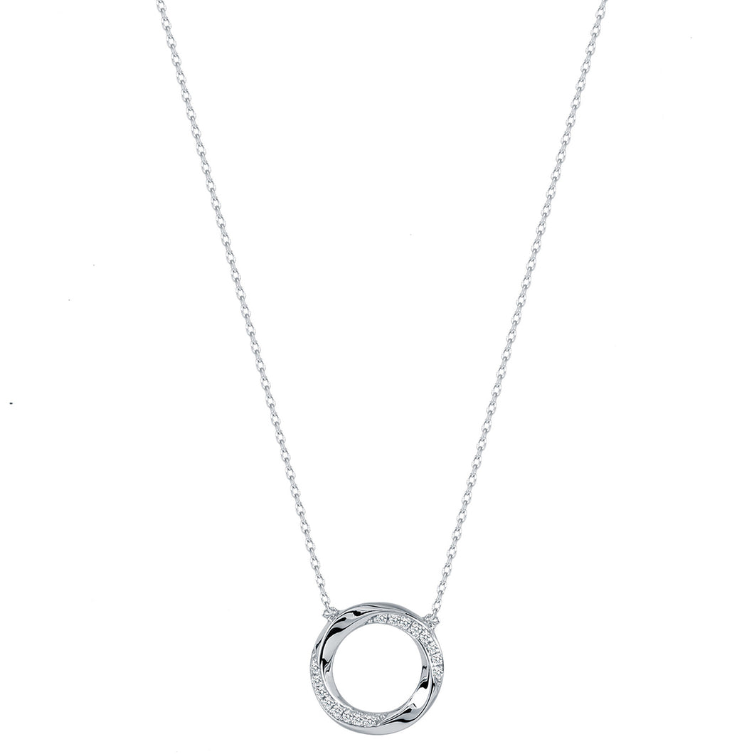 9ct White Gold 0.04 Carat Total Weight Diamond Circle Pendant