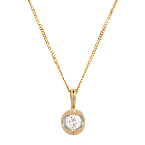 9ct Yellow Gold 0.25ct Tension Set Diamond Pendant