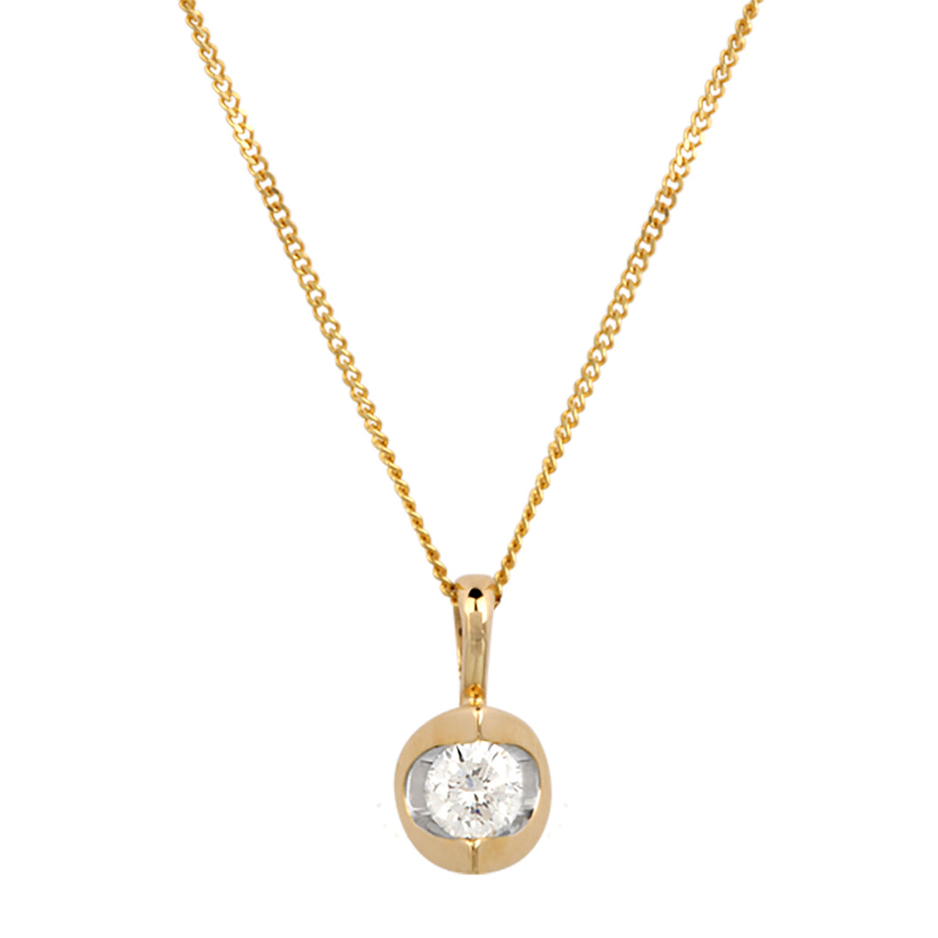 9ct Yellow Gold 0.25ct Tension Set Diamond Pendant