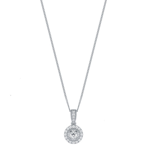 9ct White Gold 0.20cttw Diamond Halo Pendant