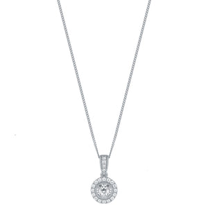 9ct White Gold 0.20cttw Diamond Halo Pendant