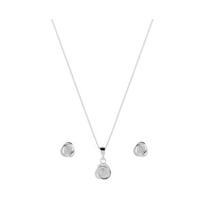 Sterling Silver Diamond Knot Pendant Earrings Set