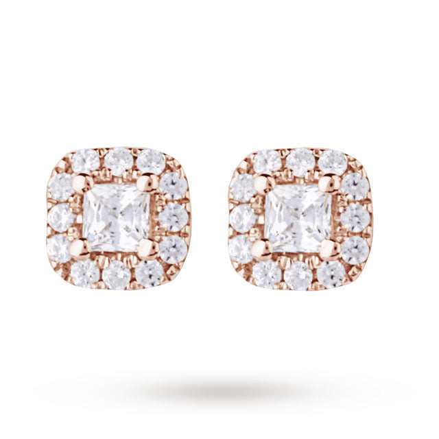 9ct Rose Gold 0.20ct Princess Cut Diamond Stud Earrings