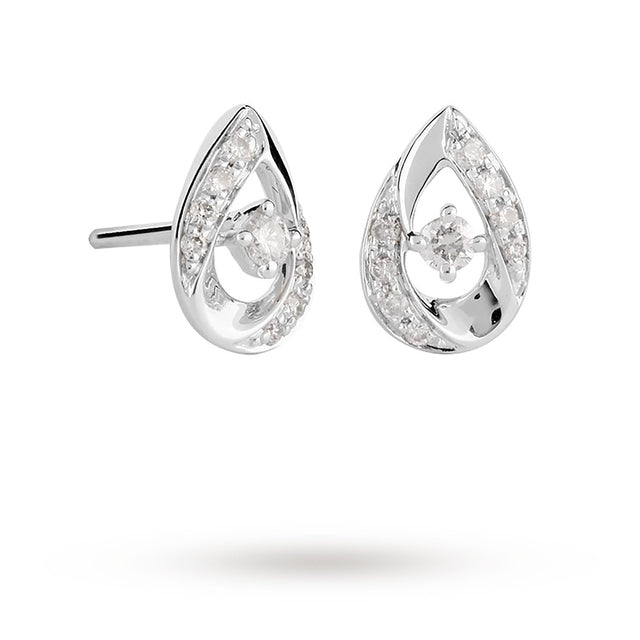 9ct White Gold 0.15ct Diamond Pear Stud Earrings