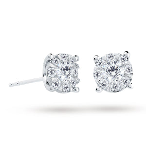 9ct White Gold 0.50 Carat Total Weight Diamond Multi Stone Stud Earrings