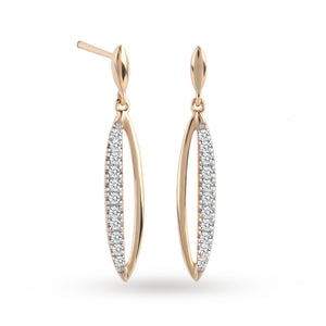 9ct Yellow Gold 0.12 Carat Total Weight Diamond Marquise Drop Earrings