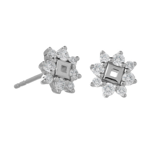 9ct White Gold 0.30ct Diamond Snowflake Stud Earrings