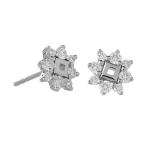 9ct White Gold 0.30ct Diamond Snowflake Stud Earrings