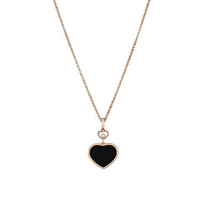 Chopard Happy Hearts 18ct Rose Gold Black Onyx Diamond Pendant