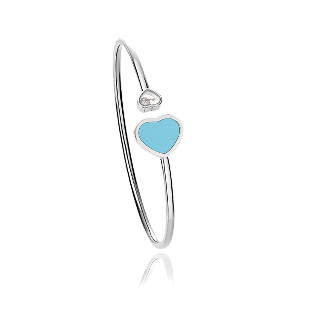 Chopard Happy Hearts 18ct White Gold Turquoise Diamond Bangle