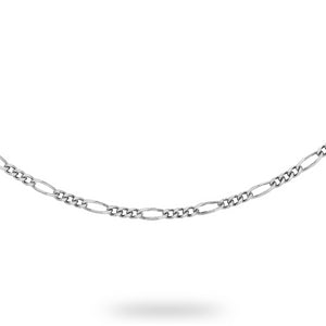 9ct White Gold Figaro Necklace