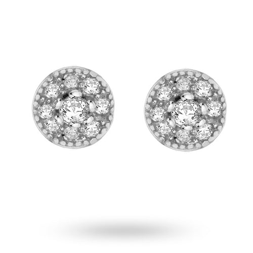 Silver Cubic Zirconia Mini Halo Stud Earrings