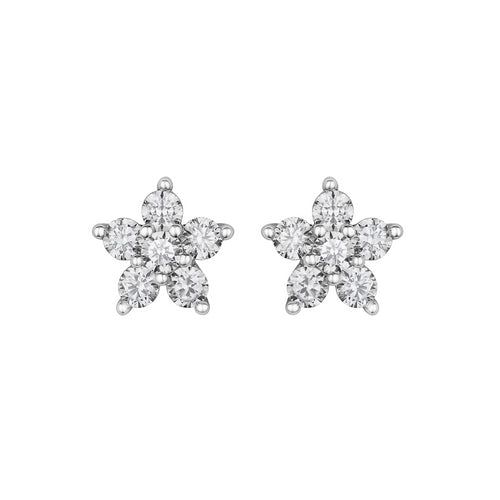 Silver Cubic Zirconia Small Flower Stud Earrings