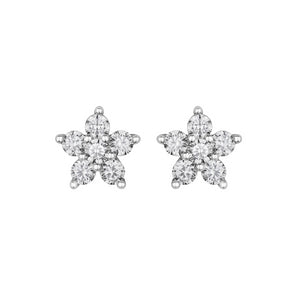 Silver Cubic Zirconia Small Flower Stud Earrings