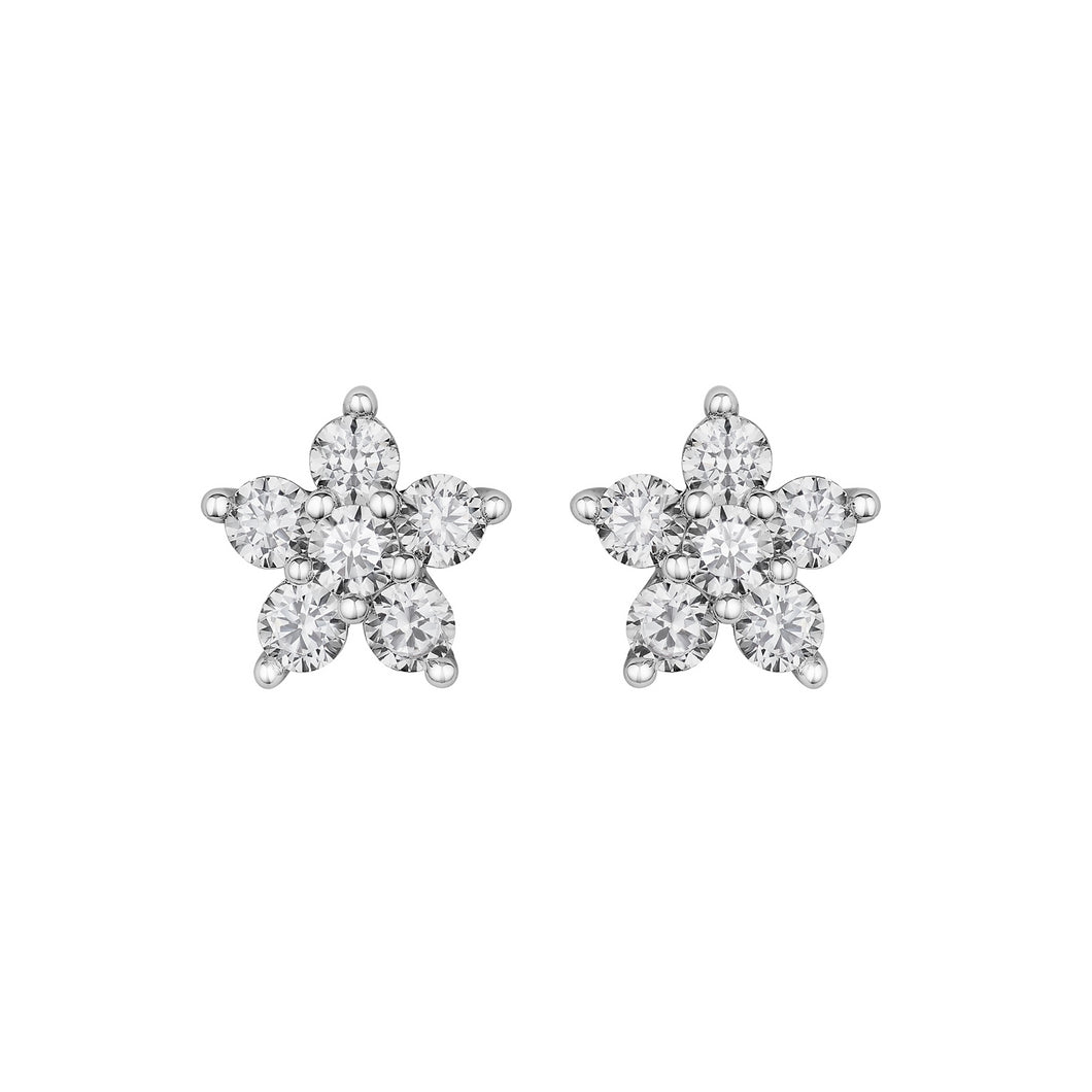 Silver Cubic Zirconia Small Flower Stud Earrings