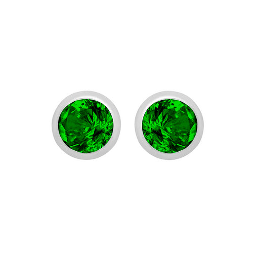 Silver May Green Cubic Zirconia Stud Earrings