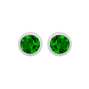 Silver May Green Cubic Zirconia Stud Earrings