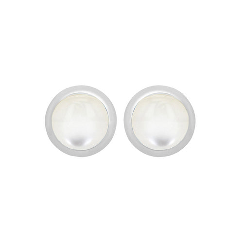 Silver June Mother of Pearl Stud Earrings