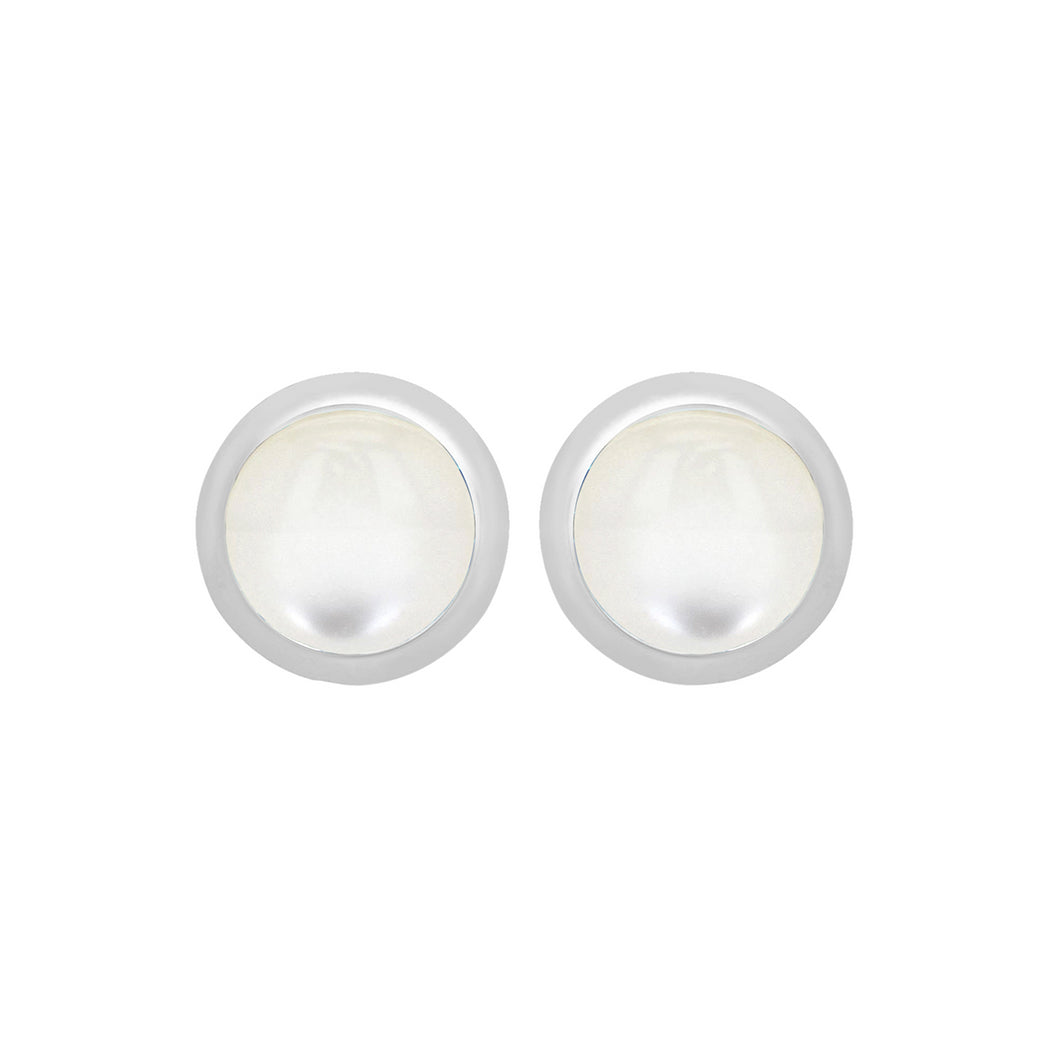 Silver June Mother of Pearl Stud Earrings