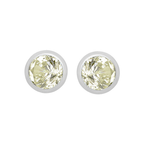 Silver August Green Cubic Zirconia Stud Earrings