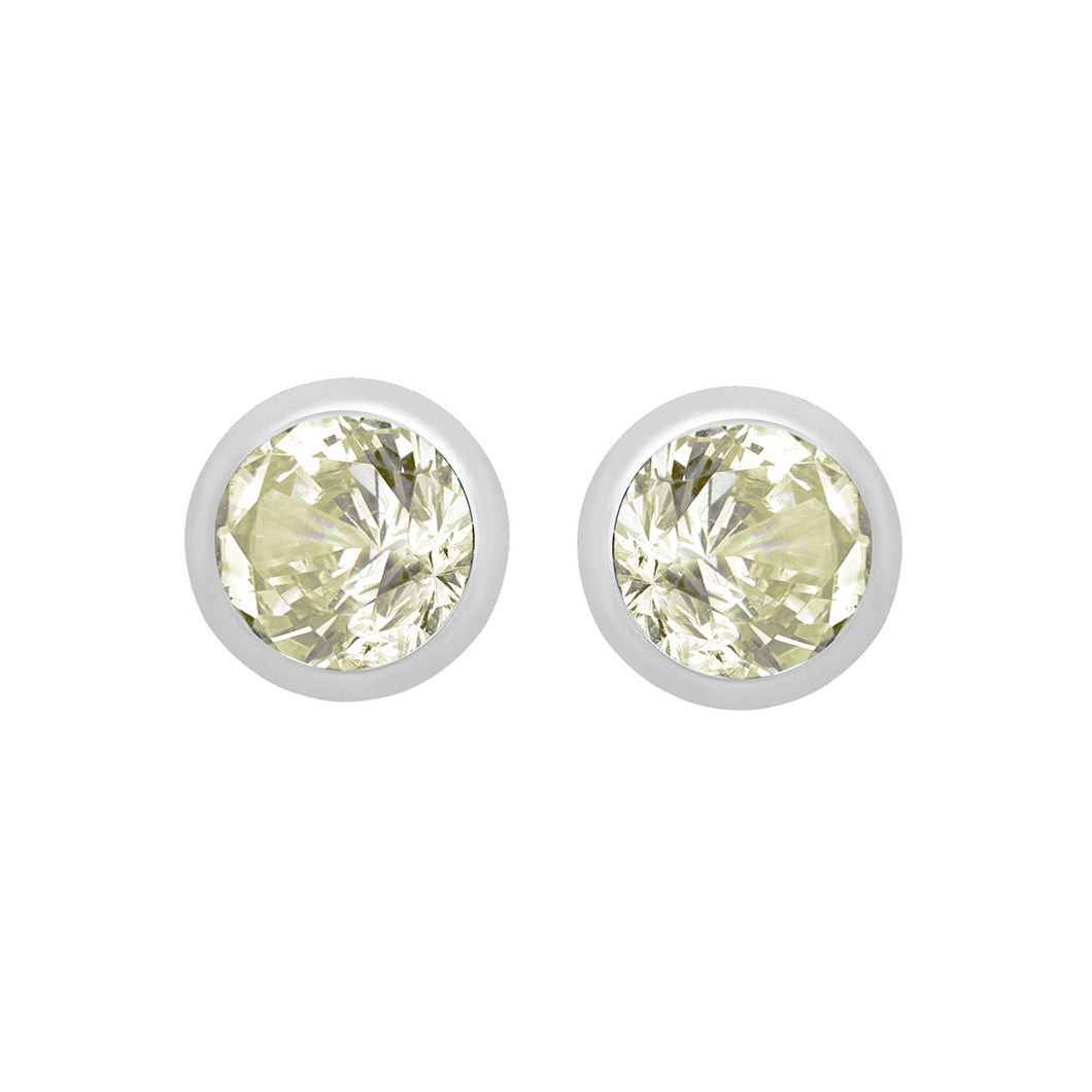 Silver August Green Cubic Zirconia Stud Earrings