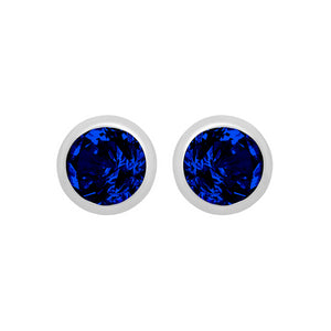 Silver September Blue Cubic Zirconia Stud Earrings