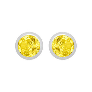 Silver November Yellow Cubic Zirconia Stud Earrings