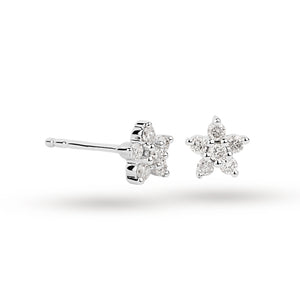 9ct White Gold 0.16ct Diamond Small Flower Stud Earrings