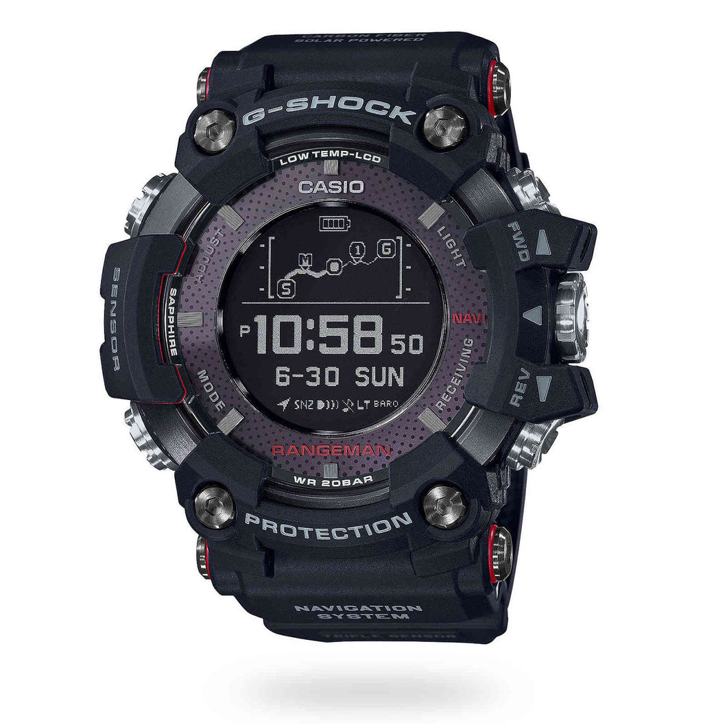 Casio GPR-B1000-1ER Mens G-Shock Rangeman Solar GPS Resin Strap Watch, Black