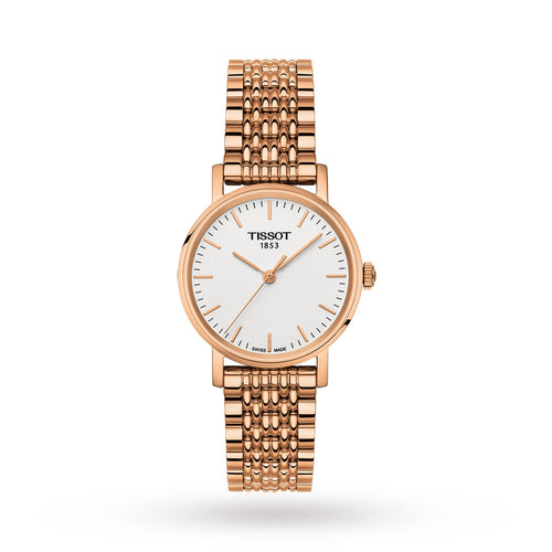 Tissot Every time Small White Dial Ladies Rose Gold Tone Watch