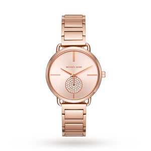 Michael Kors Ladies Portia Rose Gold Plated Bracelet Watch