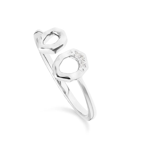 Diamond Asymmetric Open Ring in 9ct White Gold