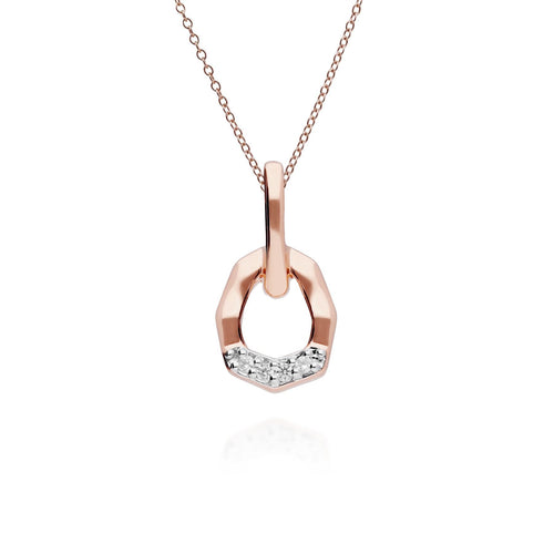 Diamond Pave Asymmetrical Pendant in 9ct Rose Gold