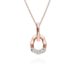 Diamond Pave Asymmetrical Pendant in 9ct Rose Gold