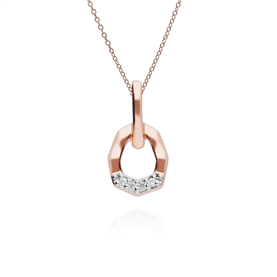 Diamond Pave Asymmetrical Pendant in 9ct Rose Gold