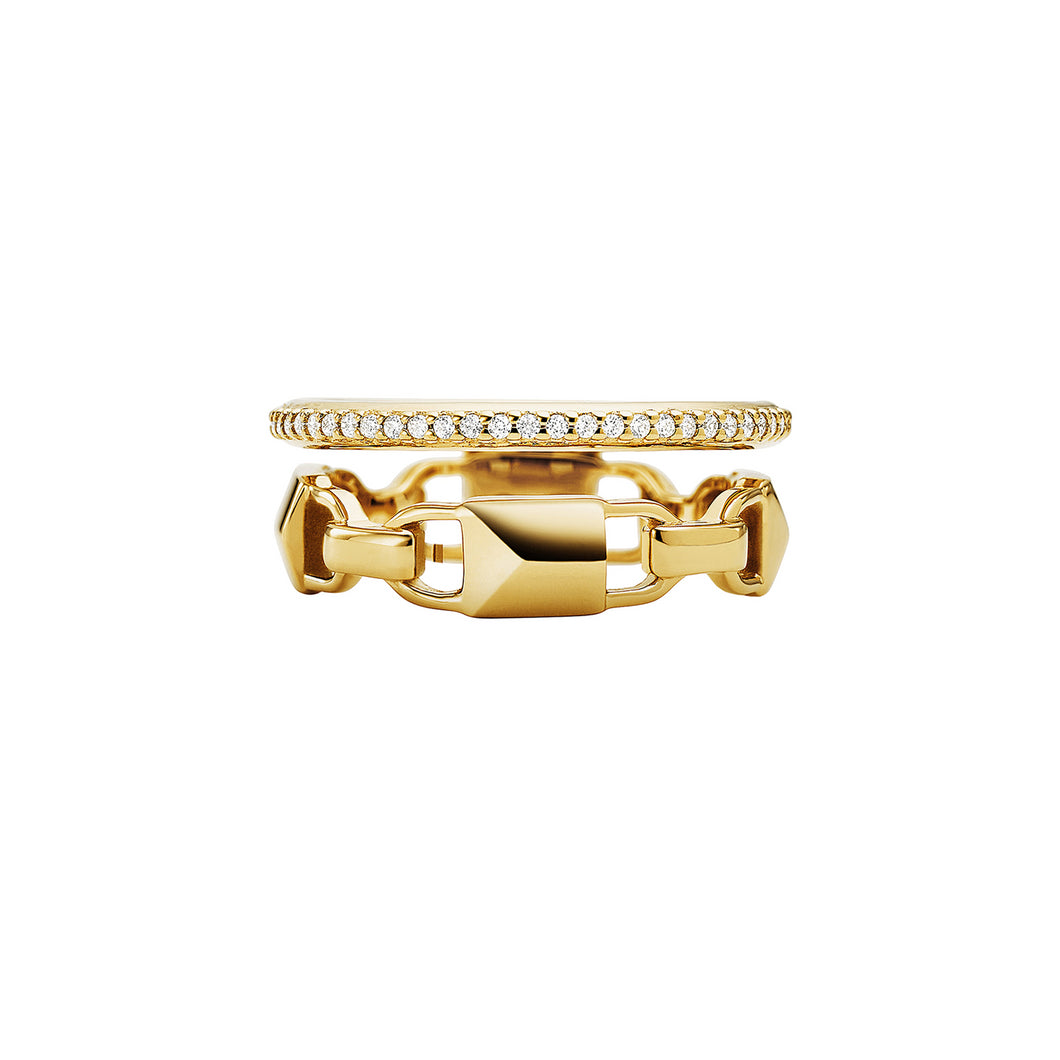 Michael Kors Mercer Link 14ct Gold Plated Prestack Ring Size P