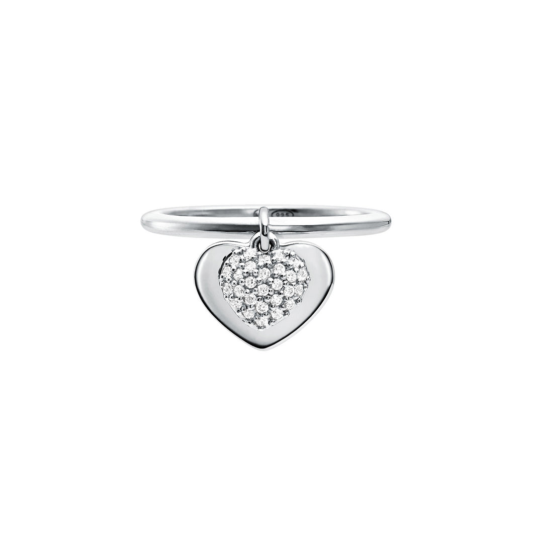 Michael Kors Love Sterling Silver Heart Duo Ring Size L.5