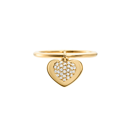 Michael Kors Love 14ct Gold Plated Heart Duo Ring Size L.5